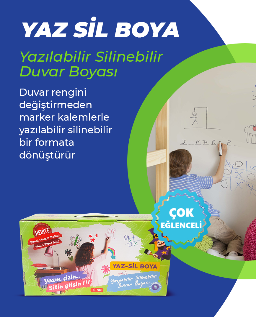 SİHİRLİ BOYALAR – YAZ SİL ÇOCUK KİTİ | Şeffaf Yazılabilir Silinebilir Duvar Cilası (KDV ve KARGO DAHİL)