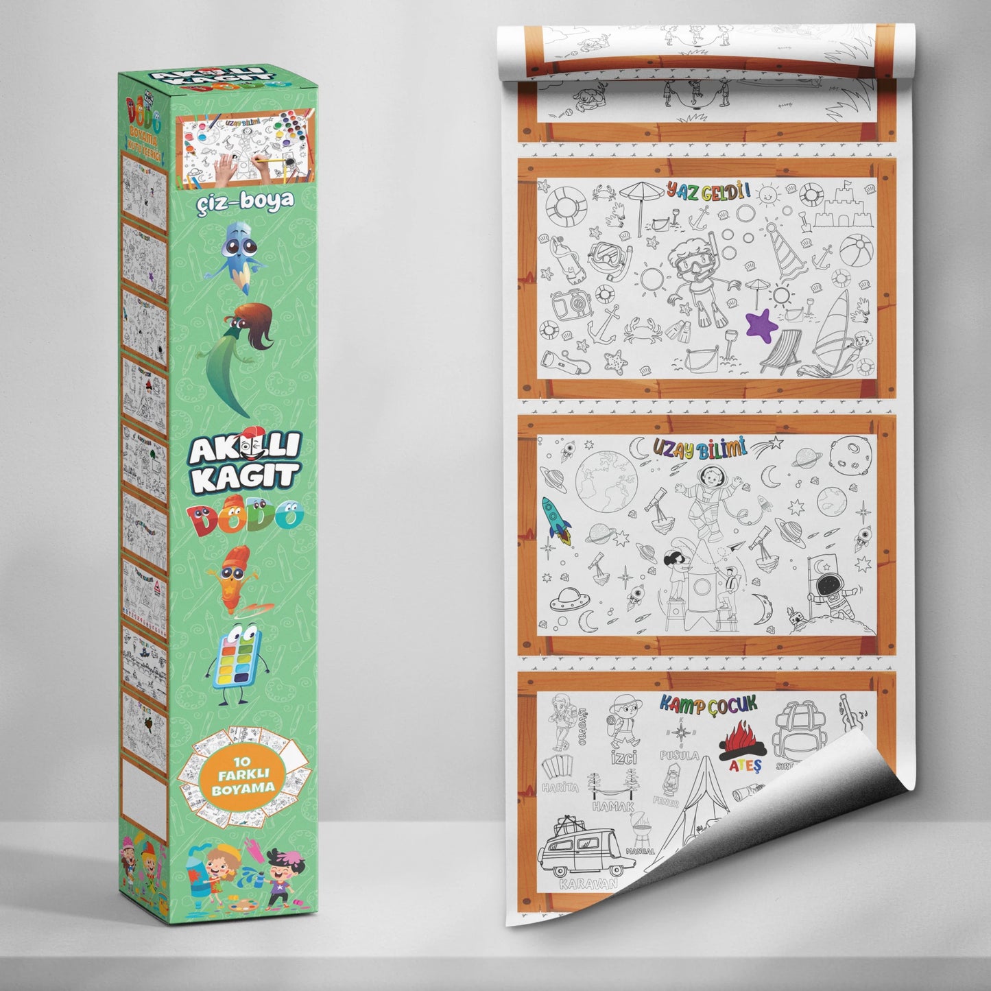 ÇOCUKLAR İÇİN DEV MACERA BOYAMA SETİ - SÜRPRİZ 10'LU BOYAMALI POSTER + 24 KALEM HEDİYE
