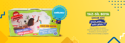 SİHİRLİ BOYALAR – YAZ SİL ÇOCUK KİTİ | Şeffaf Yazılabilir Silinebilir Duvar Cilası                                                                                                                  (KDV ve KARGO DAHİL)